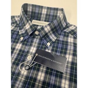 NWT Holderness & Bourne The Andrews Tailored Fit Button Down Shirt Blue MEDIUM